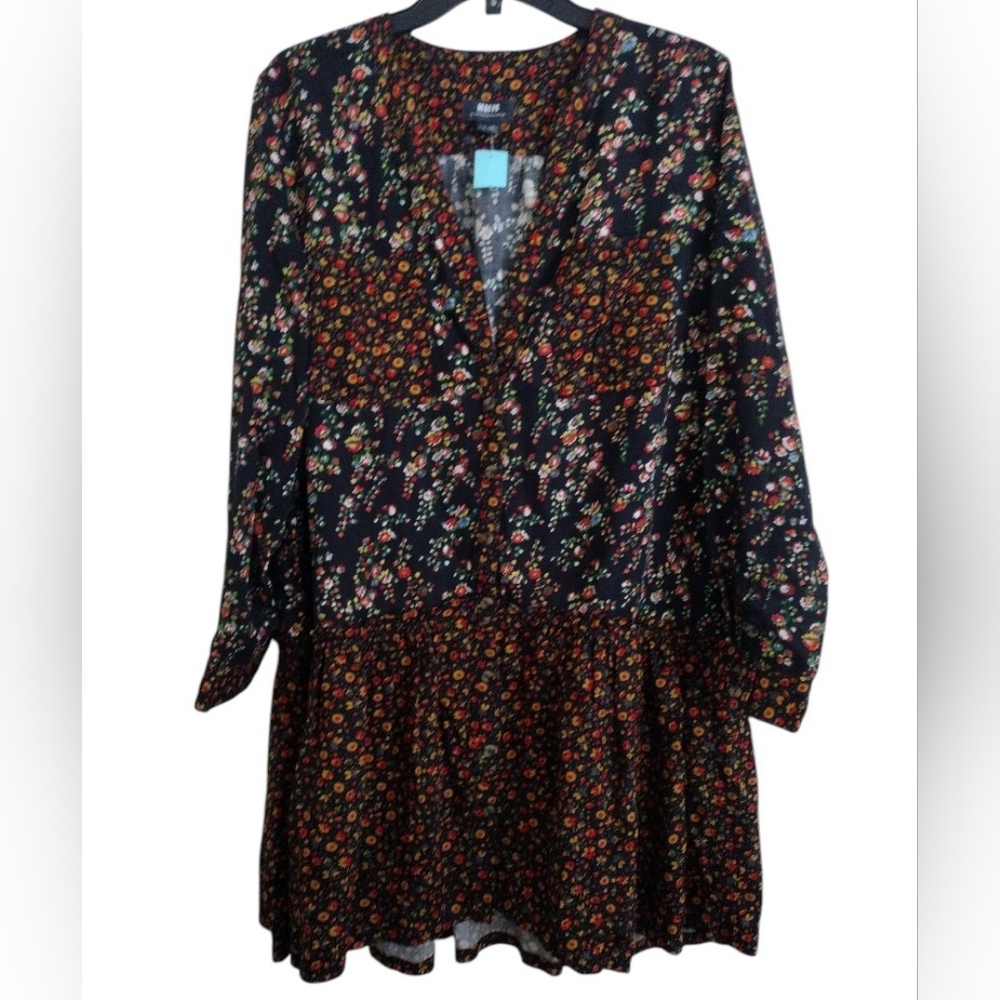 Maeve By Anthropologie Marlie Floral Button Front MulticolorTunic Dress Size 12P